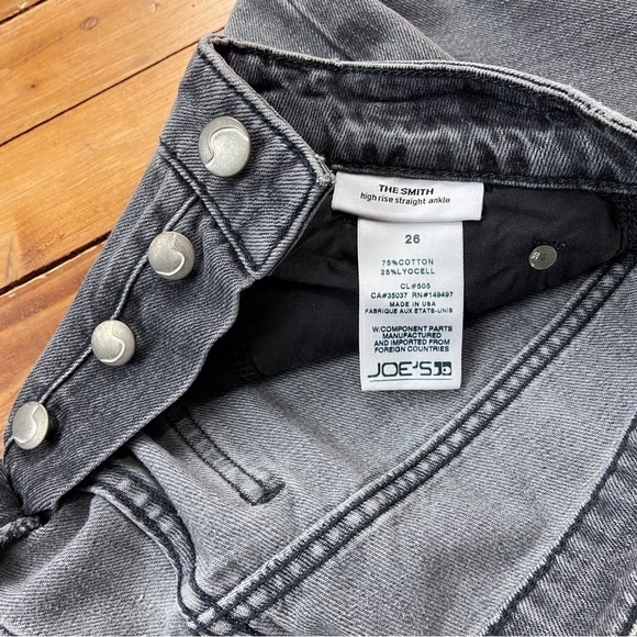 NWT Joe’s The Smith high risestraight ankle jeans grey faded black button fly 26 - Picture 6 of 16